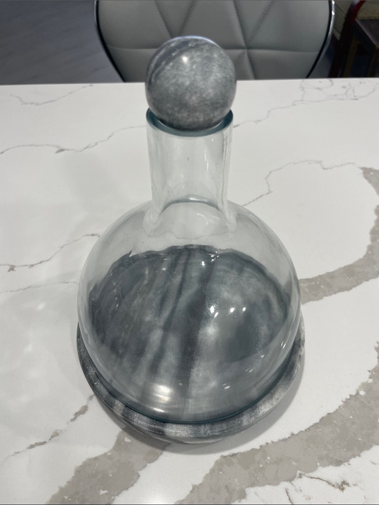 Sbd Other - Glass Decanter with Gray Marble Stopper and Base